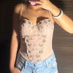 Embroidered Lace Bustier Top